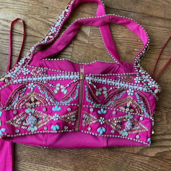 2 Piece Mac Duggal Pink embellished skirt set Festive / event / pageant / Barbie - Picture 9 of 17